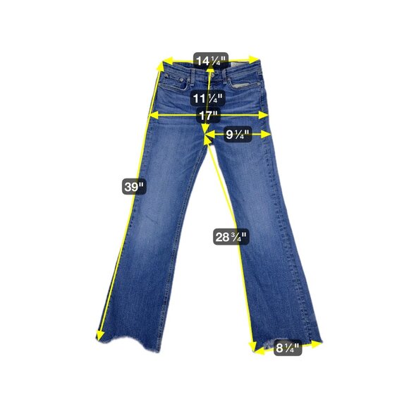rag & bone Nina High-Rise Flare Frayed Ankle Jeans Dark Wash Womens 26 - Picture 8 of 11